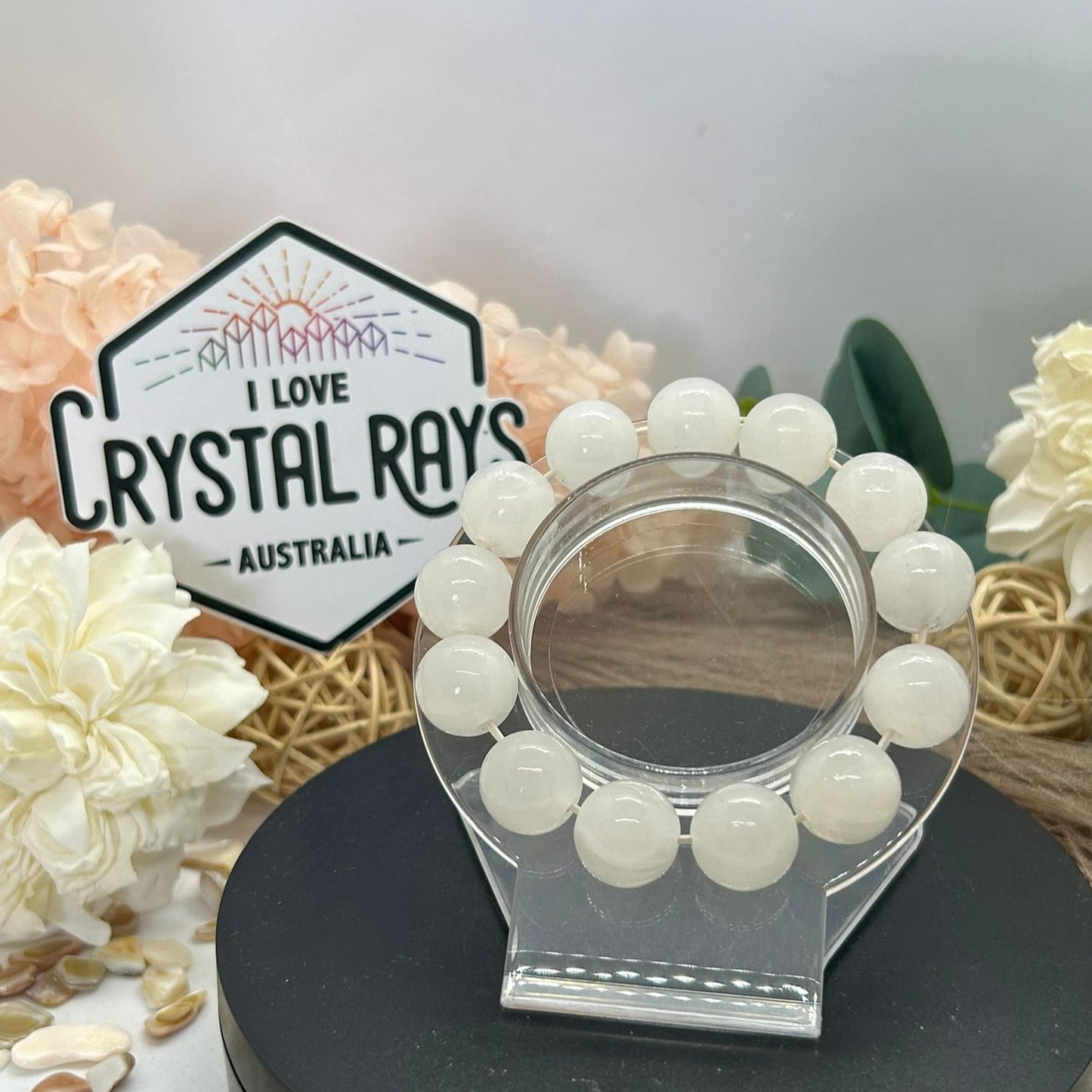 š¤White Onyx Bracelet 15mm Beads