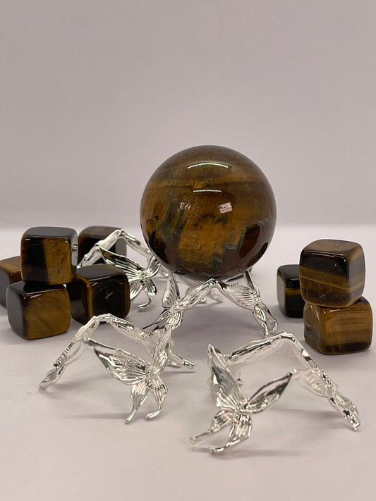 Silver Butterfly Sphere Stand Small