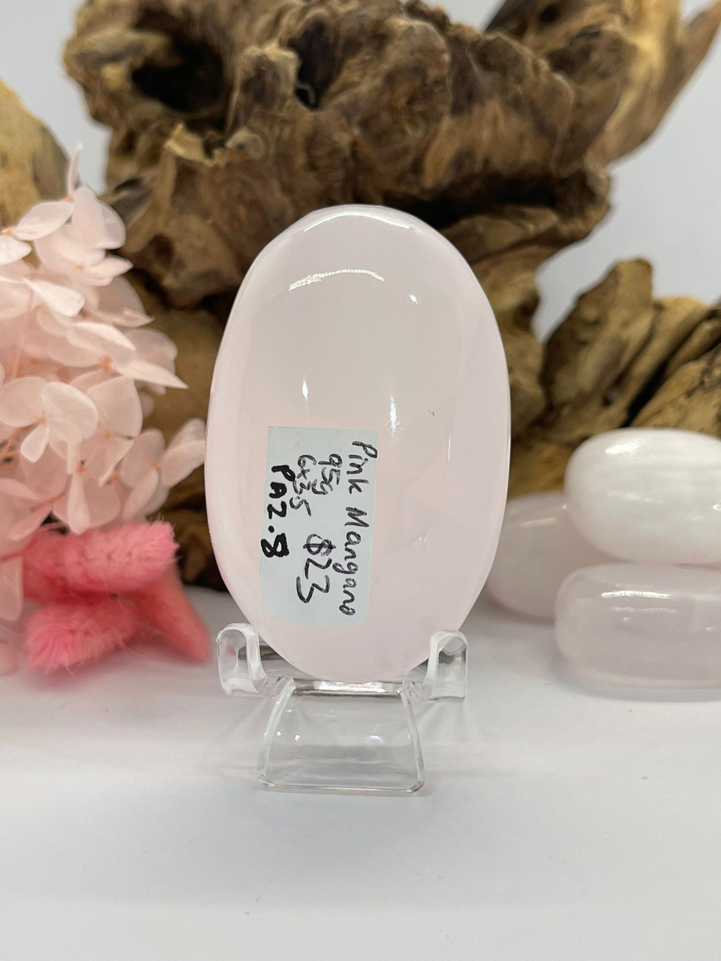 Pink Mangano Calcite Palm Stone
