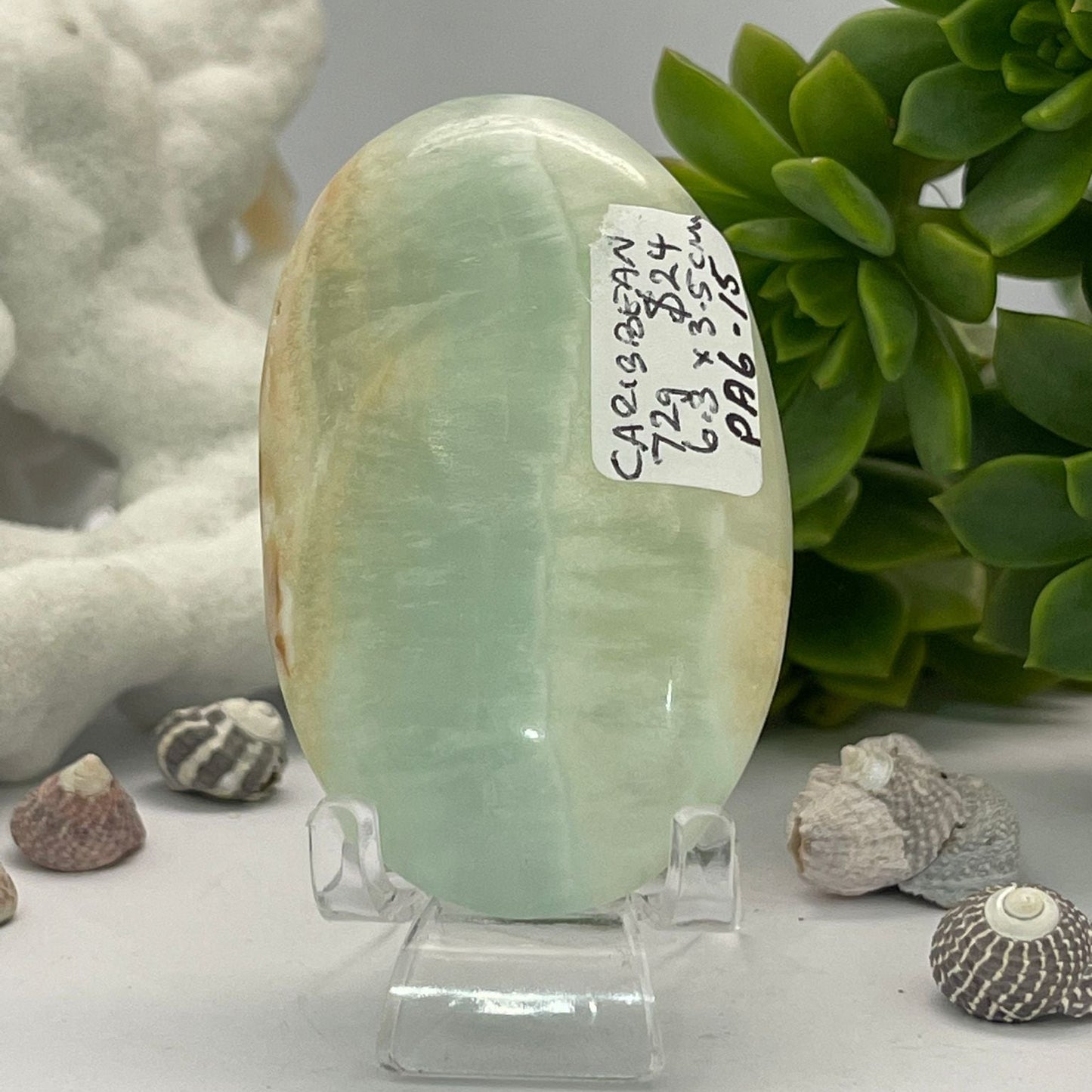 Caribbean Blue Calcite ~ Palm stone