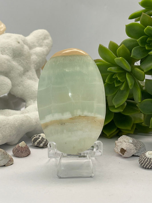 Caribbean Blue Calcite ~ Palm stone