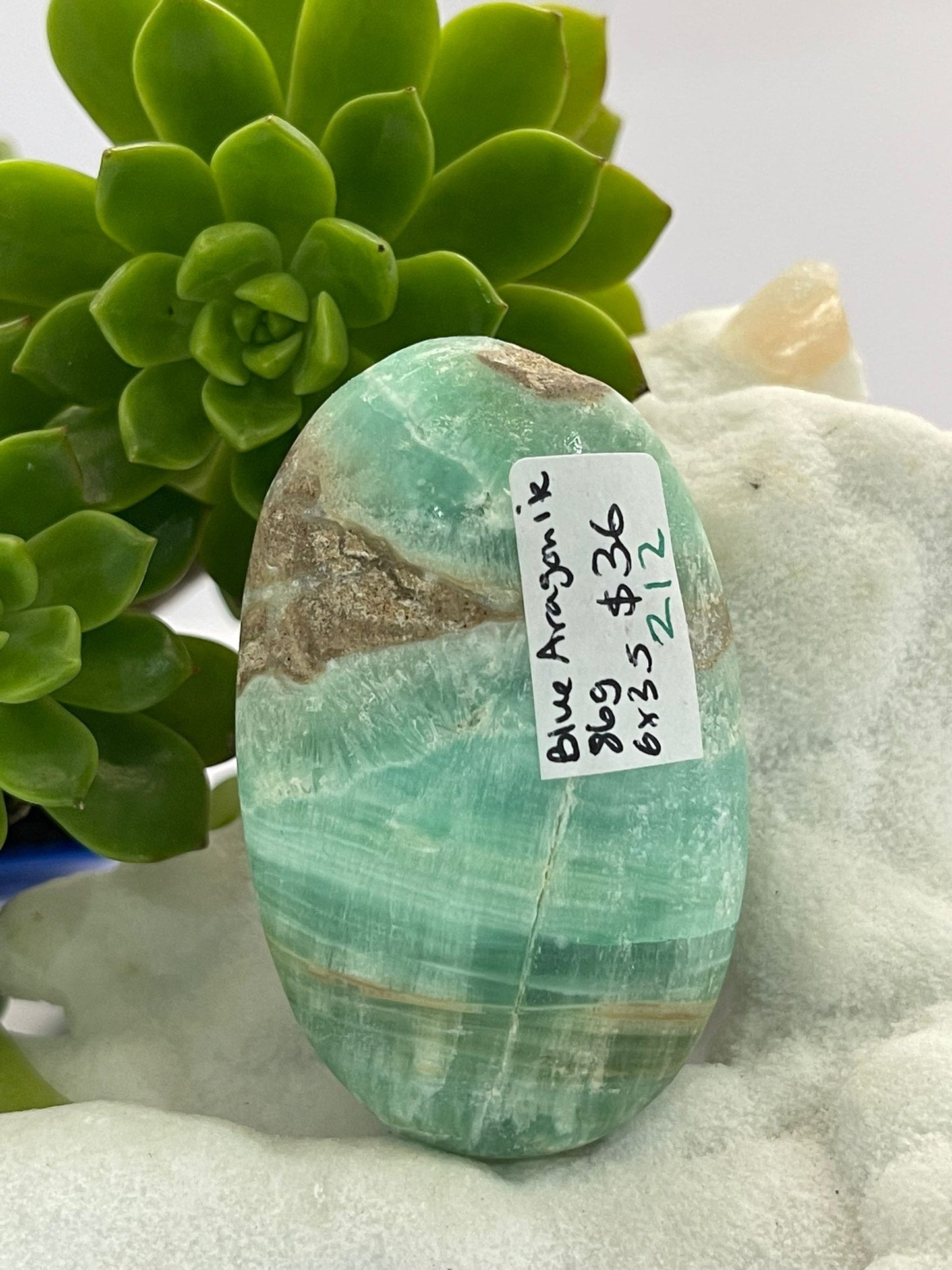 Blue Aragonite A Grade Palm