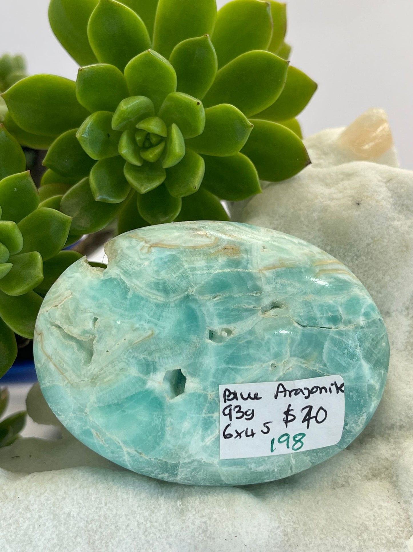 Blue Aragonite A Grade Palm