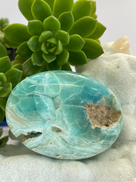 Blue Aragonite ~ A Grade Palm stone