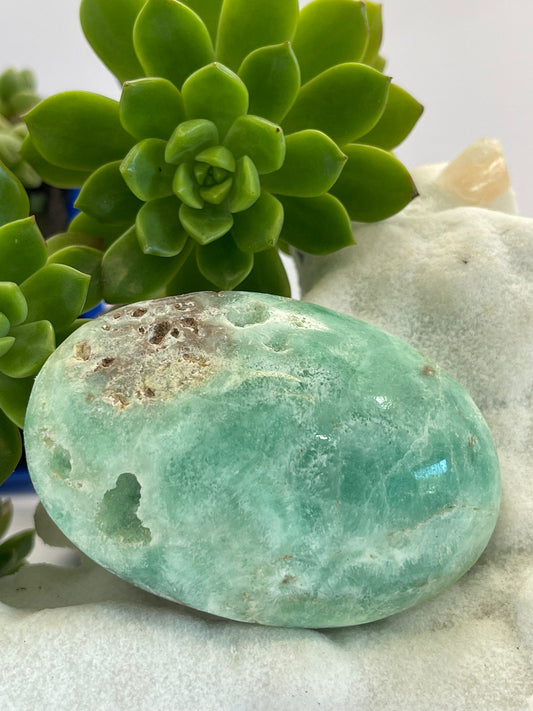 Blue Aragonite ~ A Grade Palm stone