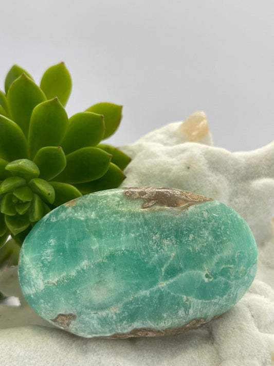 Blue Aragonite ~ A Grade Palm stone