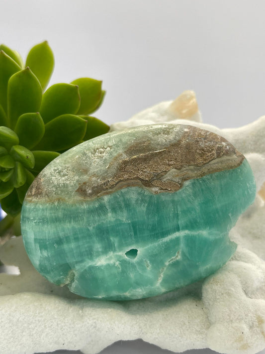 Blue Aragonite ~ A Grade Palm stone