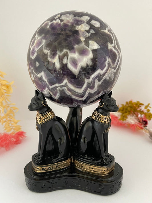 Egyptian Bastet Cats Sphere Stand (Large)