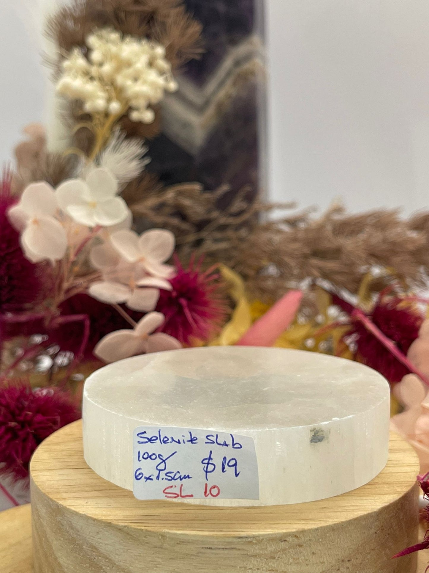 Selenite Round Slab 100g