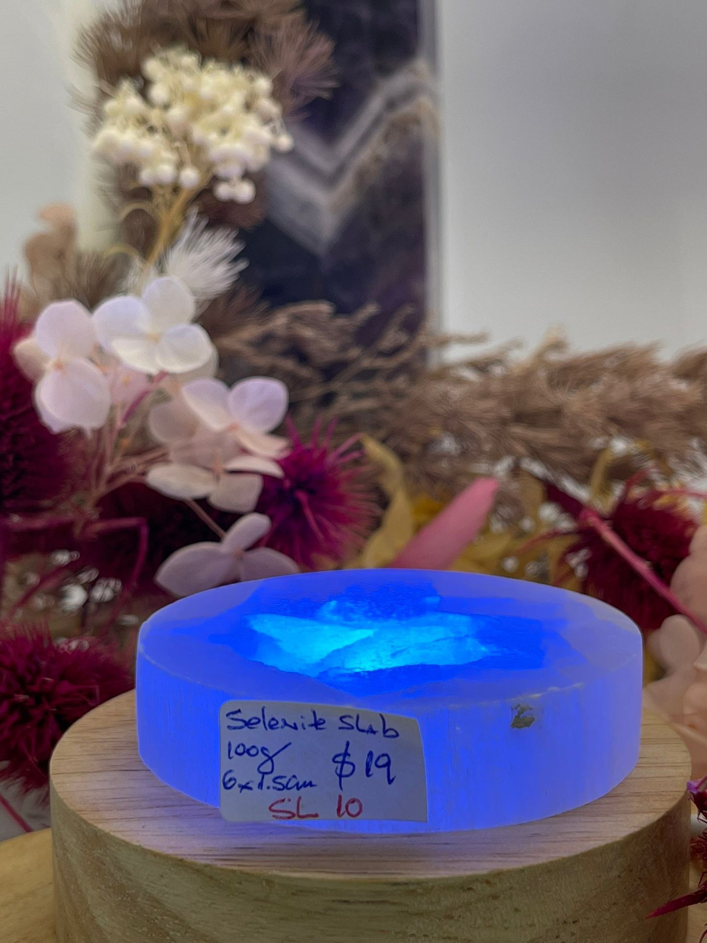 Selenite Round Slab 100g