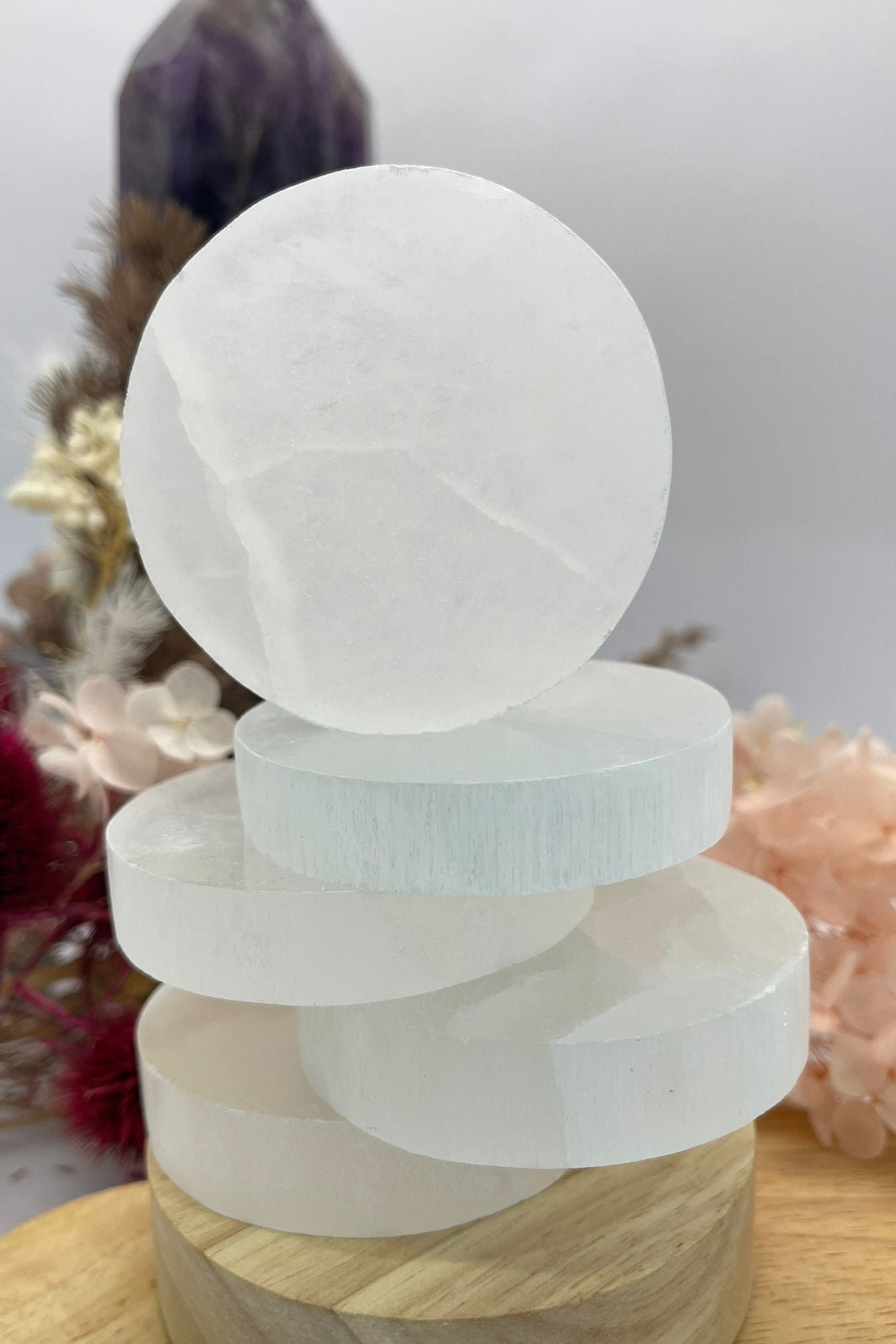 Selenite Round Slab