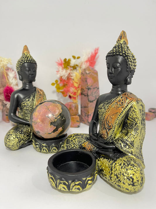 Buddha ~ Resin Sphere Stand Gold