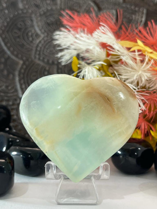Caribbean Blue Calcite ~ Heart