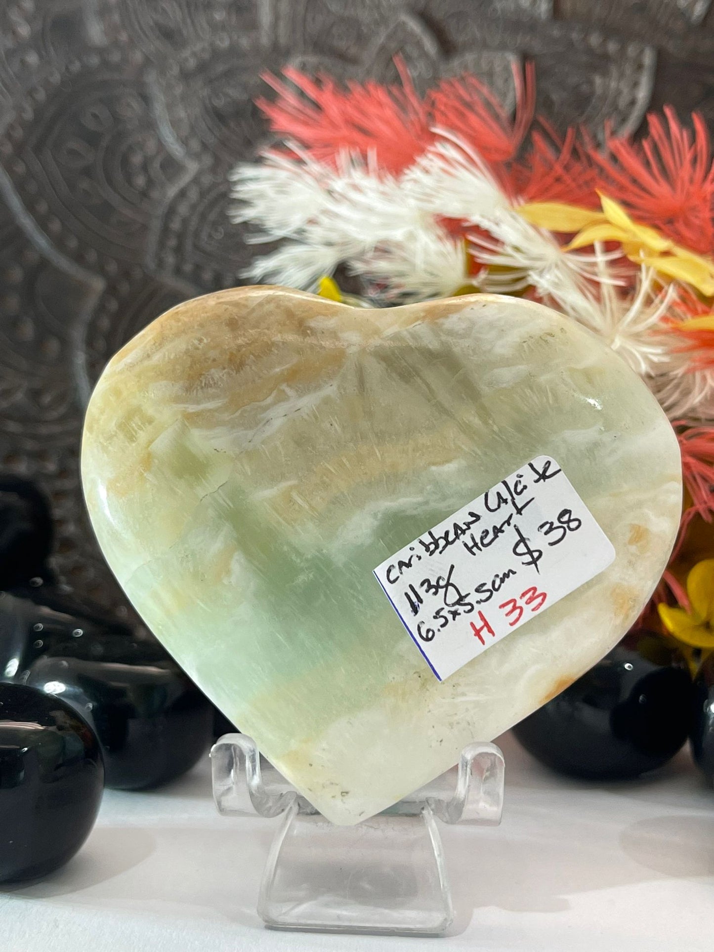 Caribbean Blue Calcite Heart 113g
