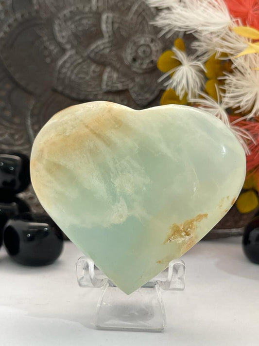 Caribbean Blue Calcite ~ Heart