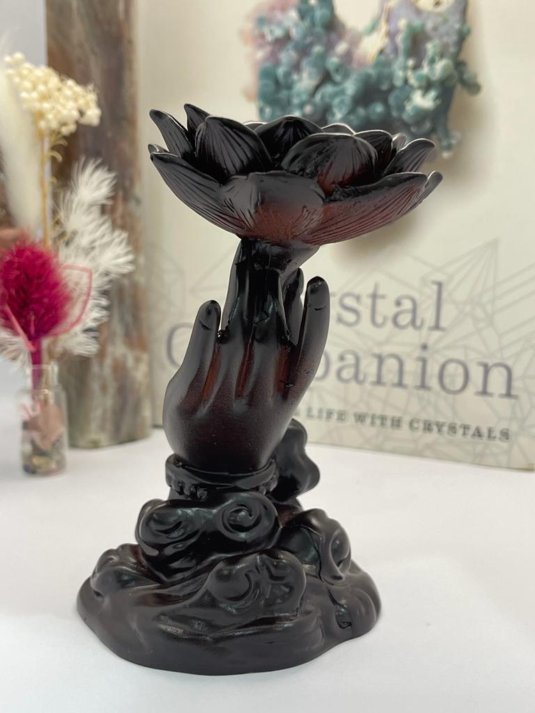 Lotus Hand Resin Sphere Stand