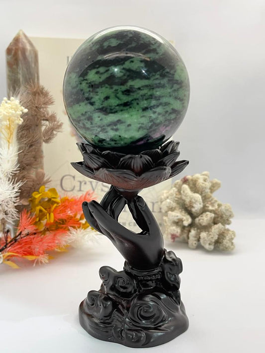 Lotus Hand Resin Sphere Stand