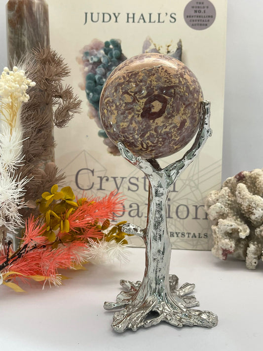 Metal Tree Sphere Stand Silver Small