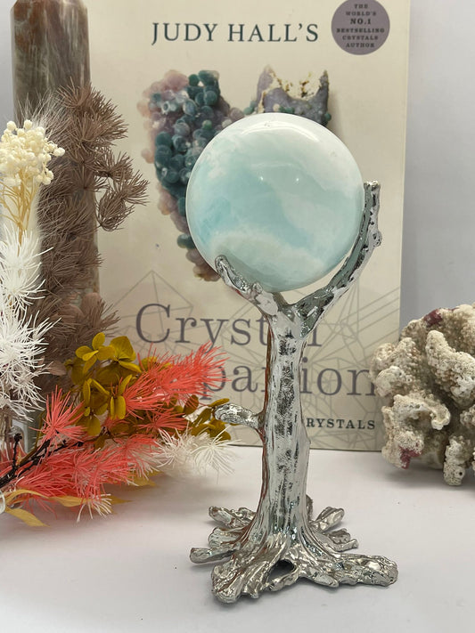 Metal Tree Sphere Stand Silver Small