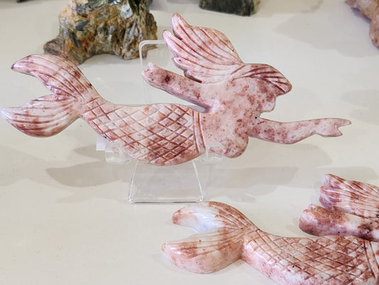 Strawberry Jasper ~ Mermaid carving