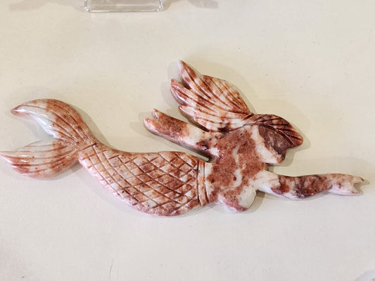 Strawberry Jasper ~ Mermaid carving