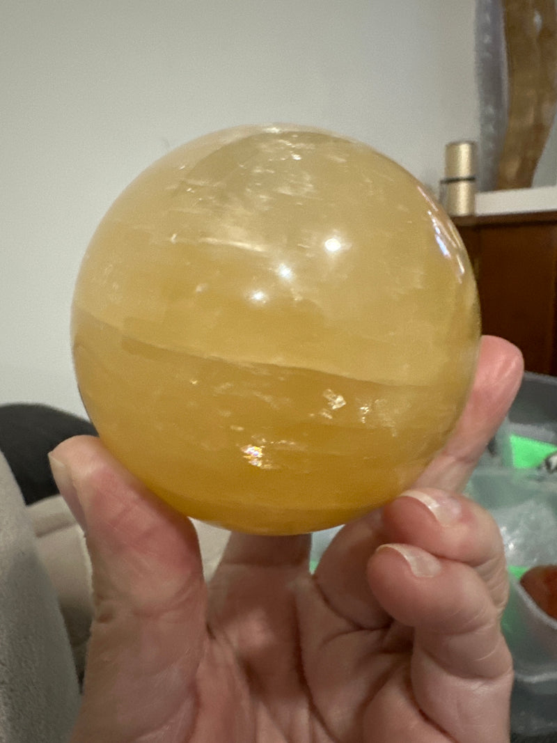 Honey Calcite sphere