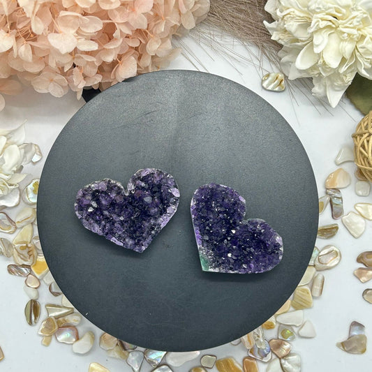 Amethyst Cluster Hearts