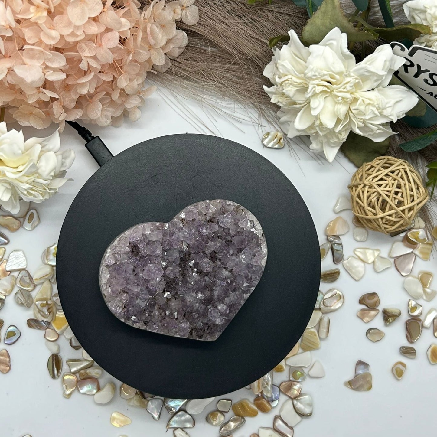 Amethyst Cluster Heart