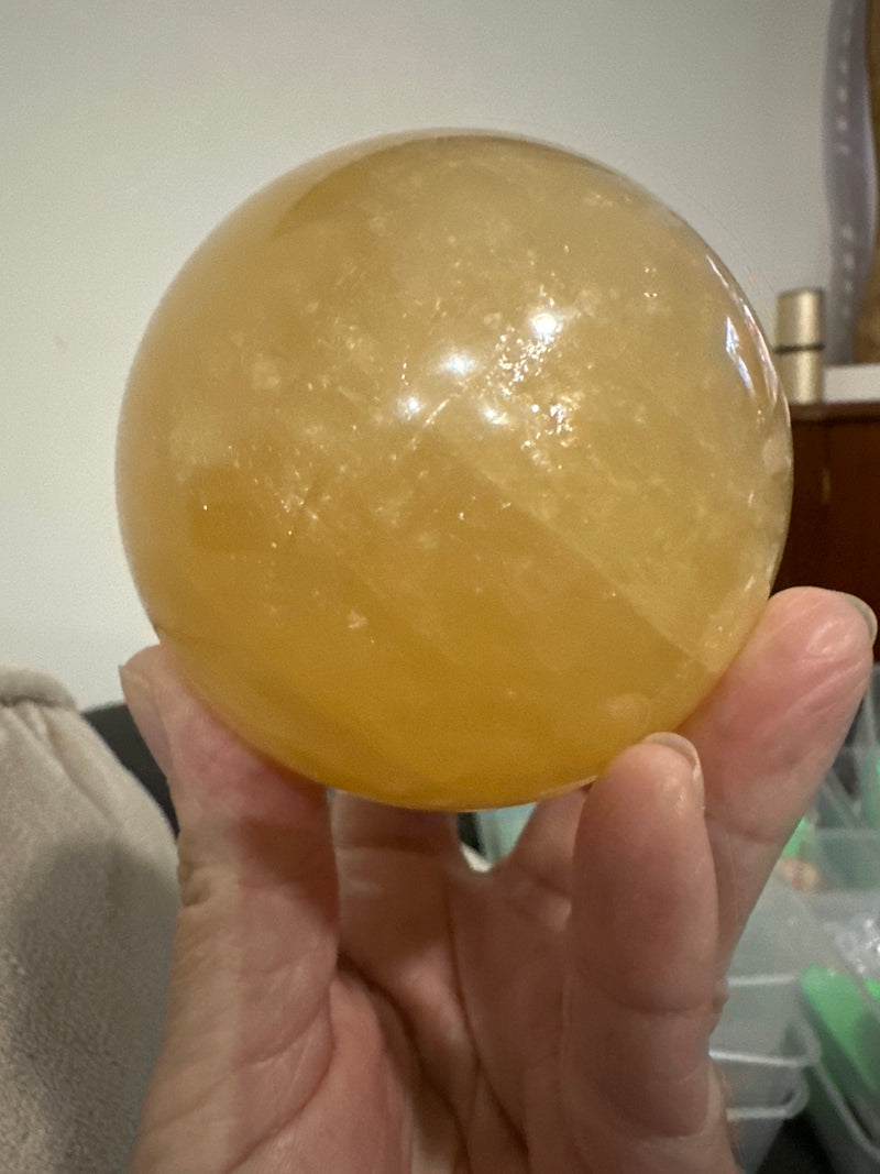 Honey Calcite sphere
