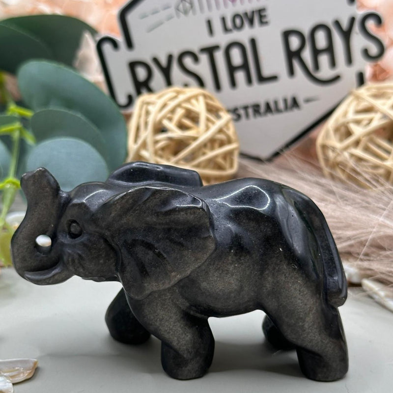 Silver Obsidian elephant