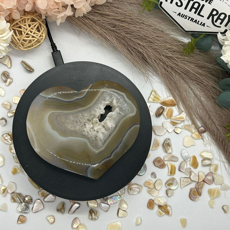 Druzy Agate Heart with Stand