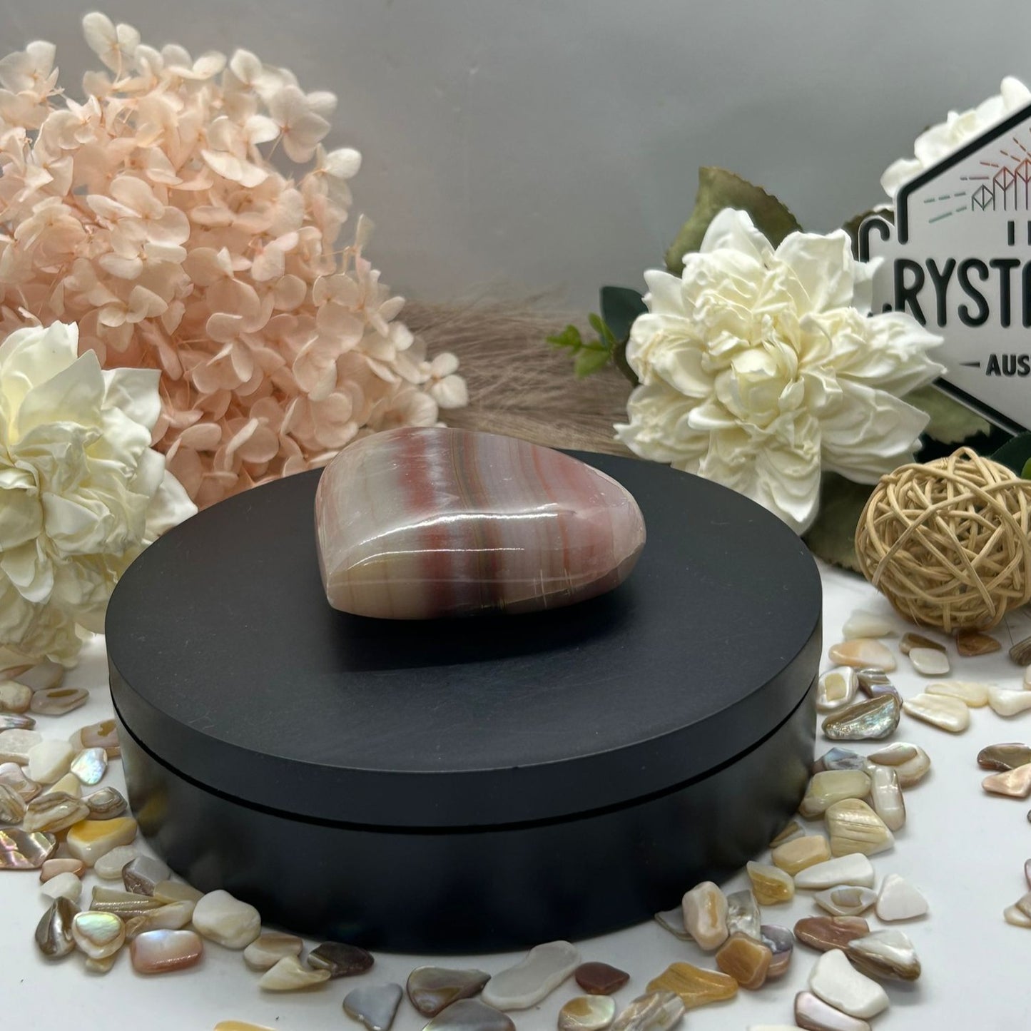 Pink Banded Onyx Heart 160g