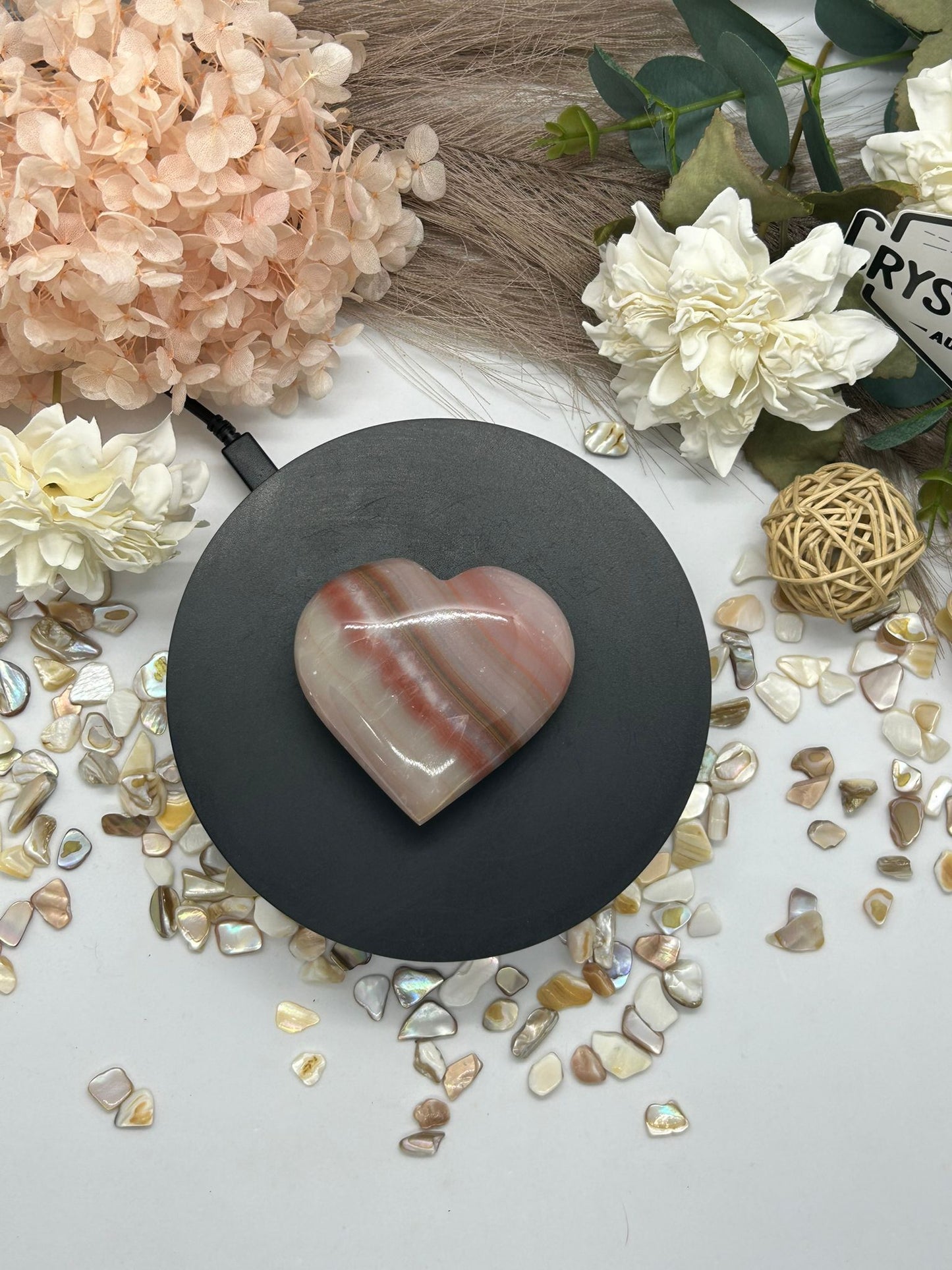 Pink Banded Onyx Heart 160g