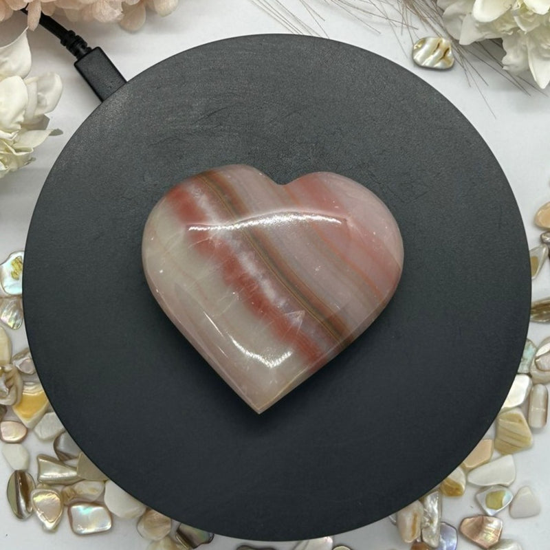 Pink Banded Onyx Heart