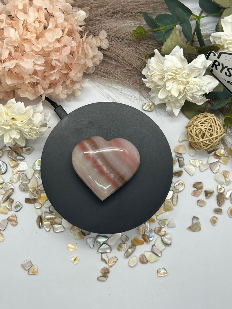 Pink Banded Onyx Heart