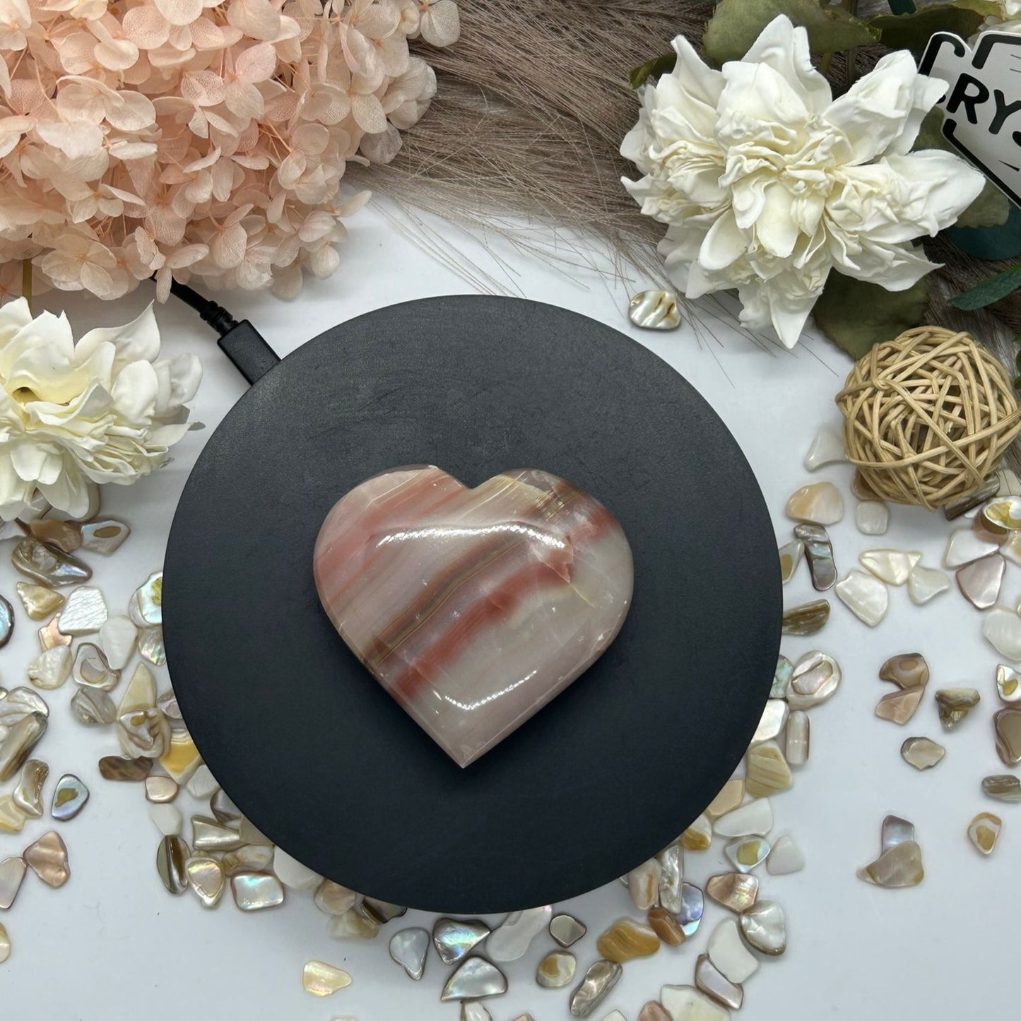 Pink Banded Onyx Heart 160g