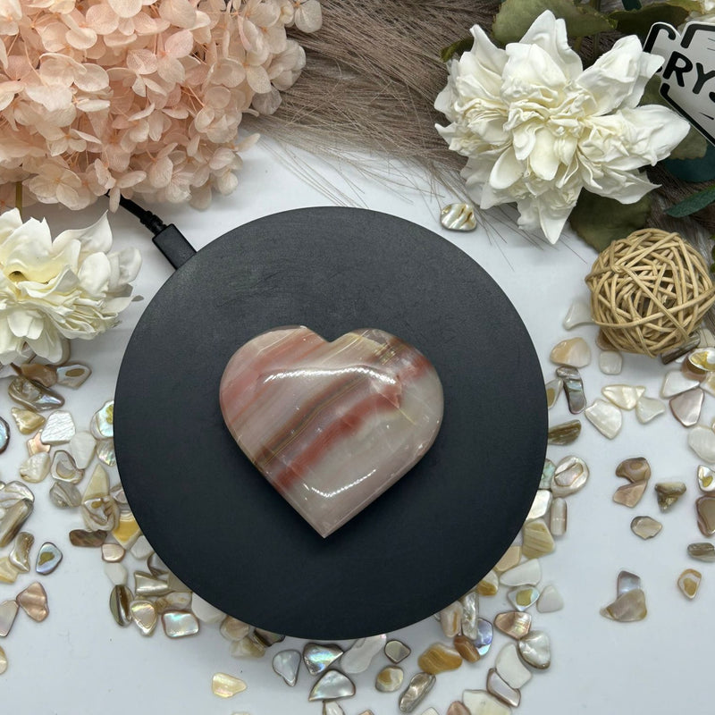 Pink Banded Onyx Heart