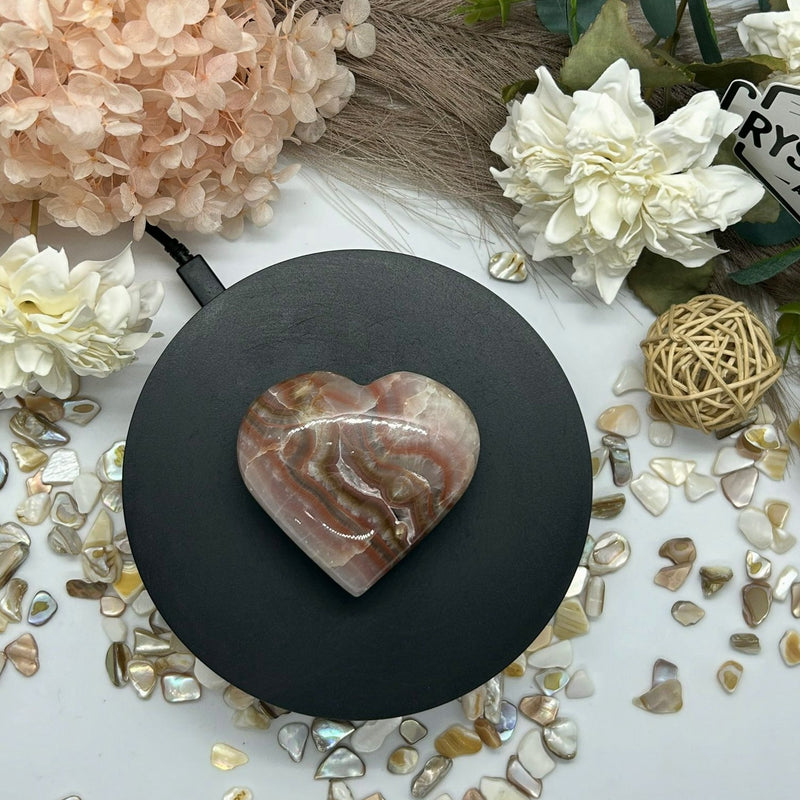 Pink Banded Onyx Heart