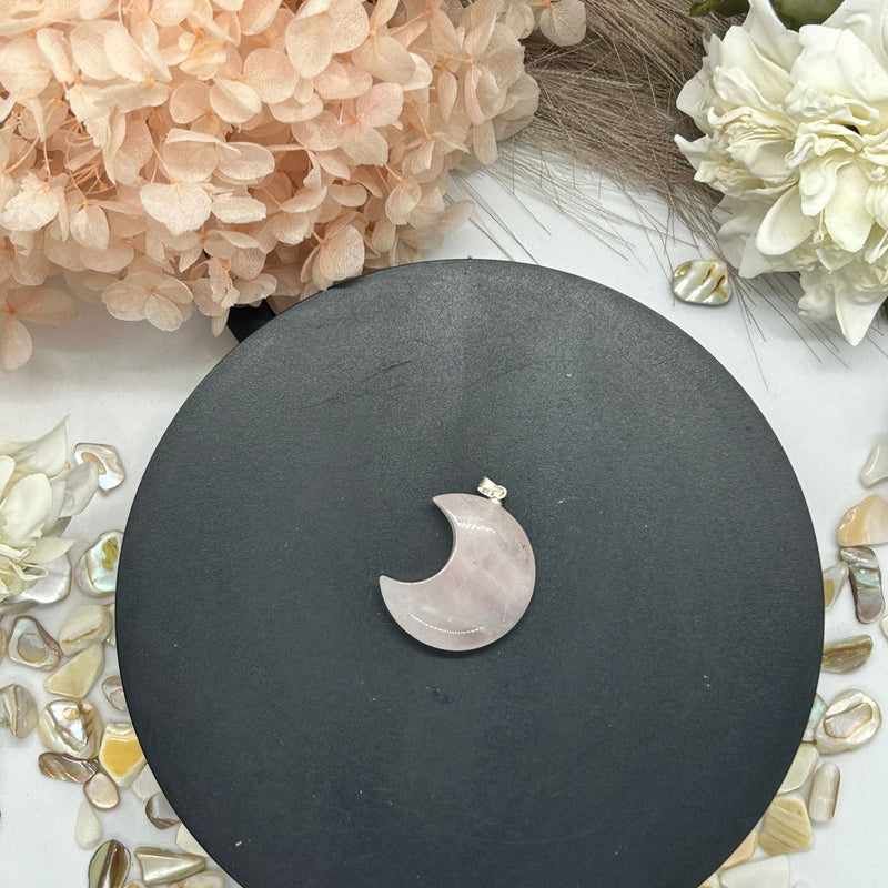 Rose Quartz - Moon Pendant