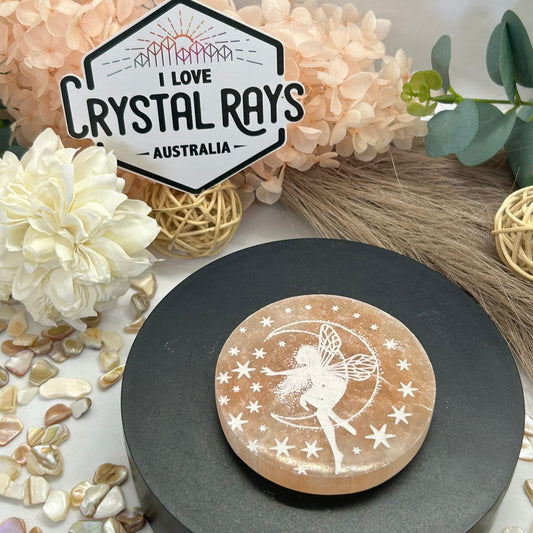 Peach Selenite Charging plate 110g