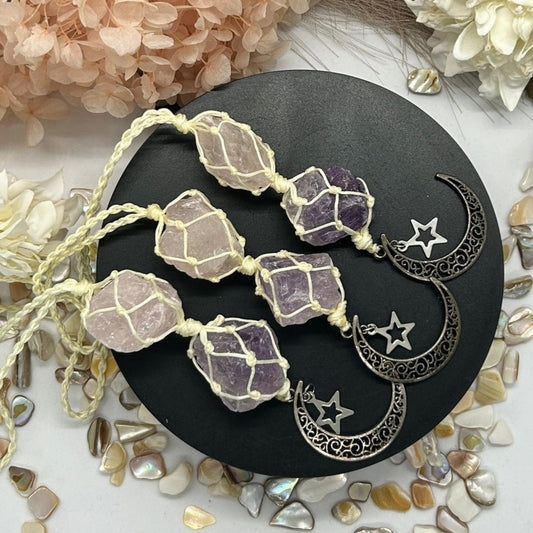 Amethyst & Rose Quartz Hanger + charms