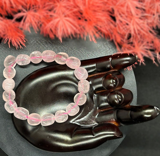 Rose Quartz Tumbled Beaded Bracelet 10mm