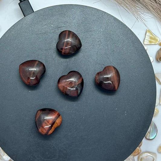 Red Tiger Eye Mini Hearts