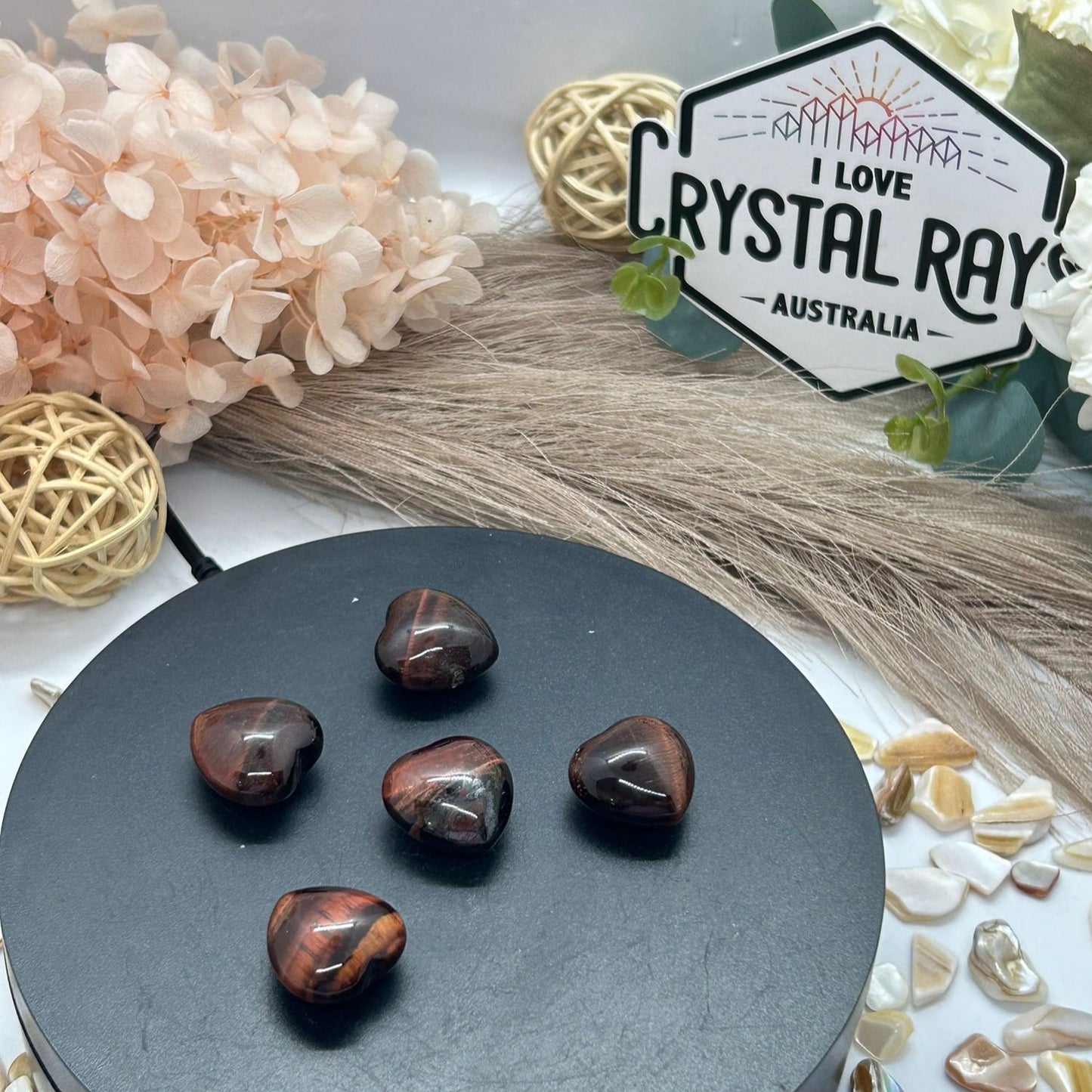 Red Tiger Eye Hearts