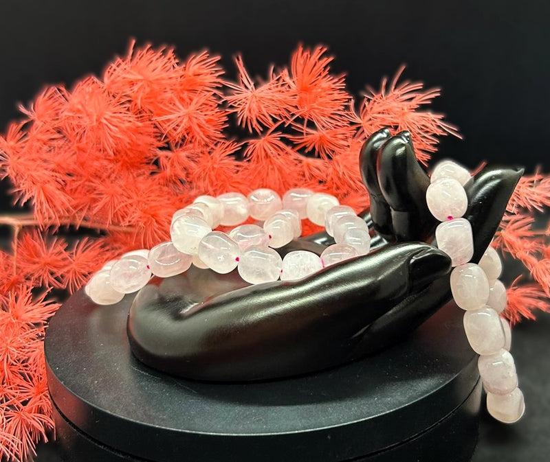 Medium Rose Quartz Tumbled Beaded Bracelet