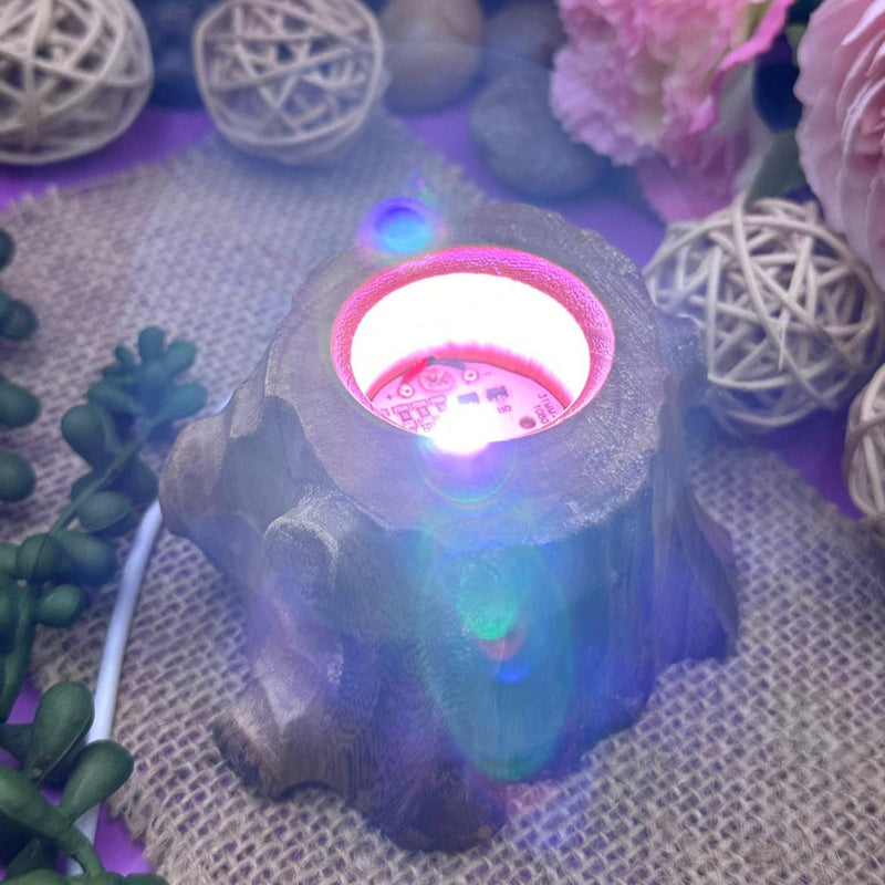 Wooden Tree Stump Stand - Colour changing Light.