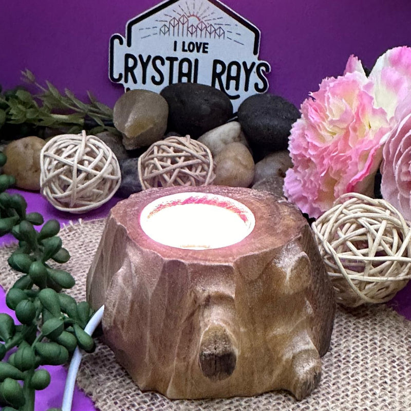 Wooden Tree Stump Stand - Colour changing Light.