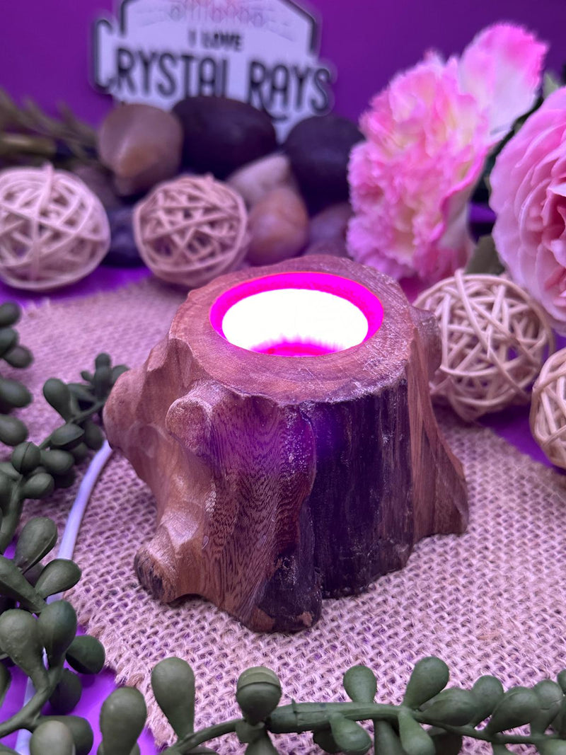 Wooden Tree Stump Stand - Colour changing Light.