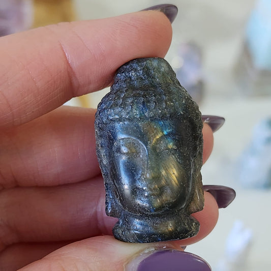 Labradorite Buddha Head carving