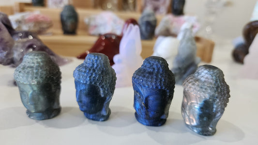 Labradorite Buddha Head carving